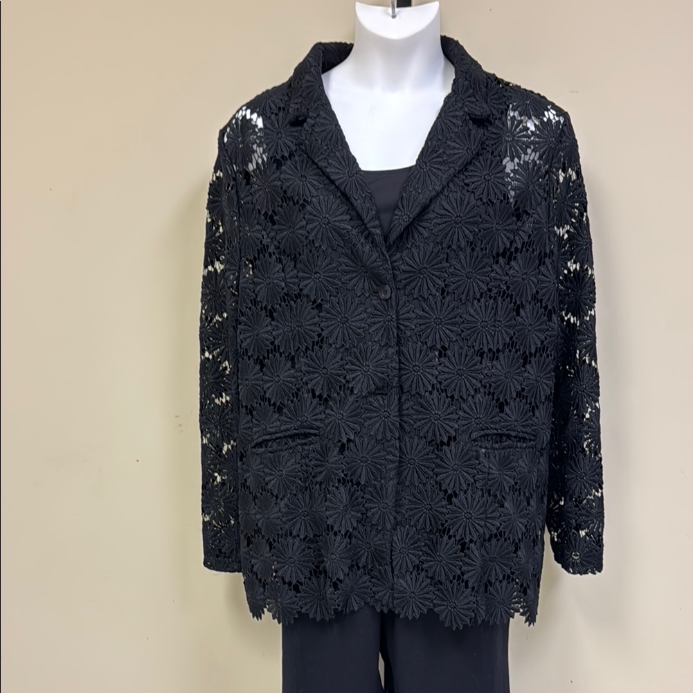 Elegant Berek Black Crochet Lace Women's Jacket